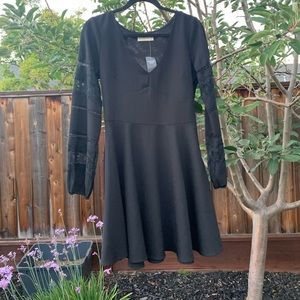 Abercrombie Lace Long Sleeve Mini Dress Black